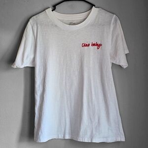 J. Crew Womens 'Ciao Baby' White T-Shirt Medium